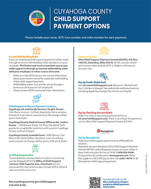 Child Support Payment Options document